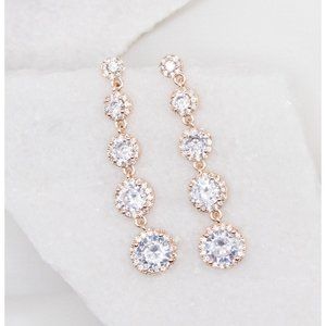 Diamond Drop Earrings, Cubic Zirconia Diamond Earrings, Bridal Prom Jewelry